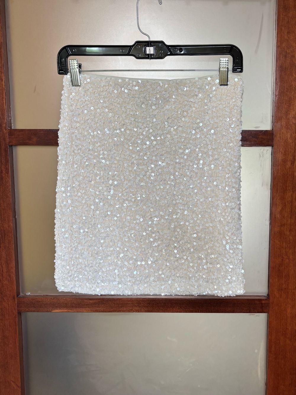B.Right Ivory Sequin Mini Skirt
